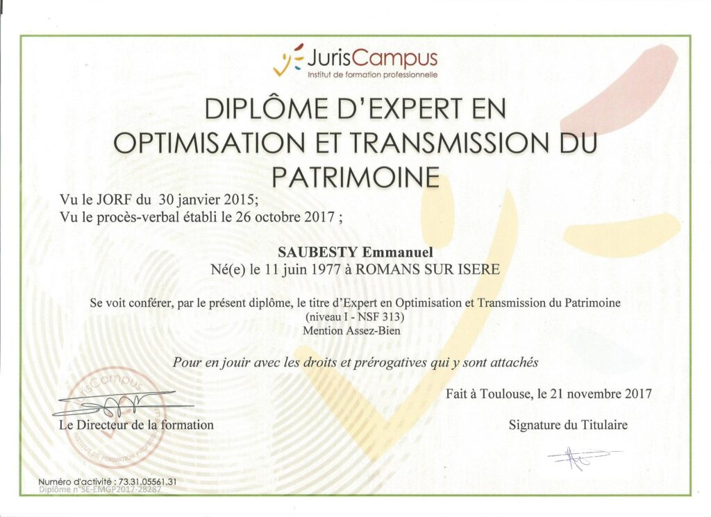 Diplome EMGP Bac+5 signé