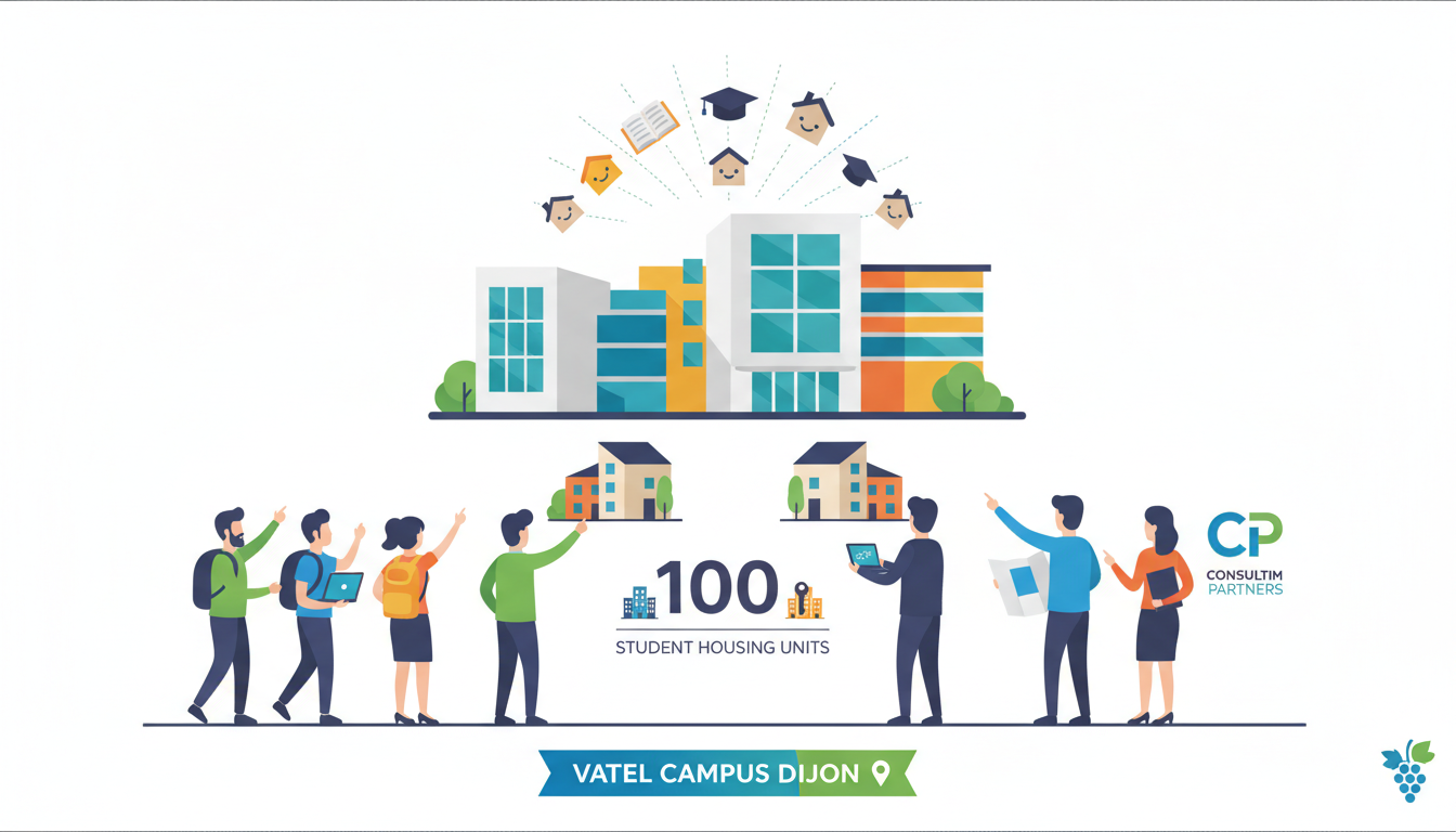 consultim partners annonce la commercialisation de 100 logements étudiants modernes sur le nouveau campus de vatel à dijon, offrant un cadre de vie idéal pour les étudiants.