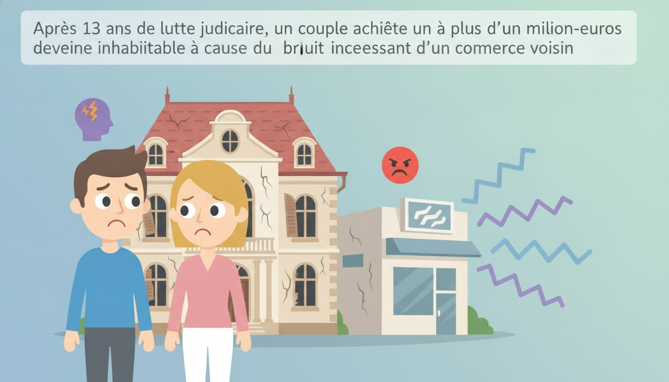 Après 13 ans de bataille judiciaire, un couple acquiert une maison à plus d'un million d'euros, devenue inhabitable à cause du bruit constant d'un commerce voisin 